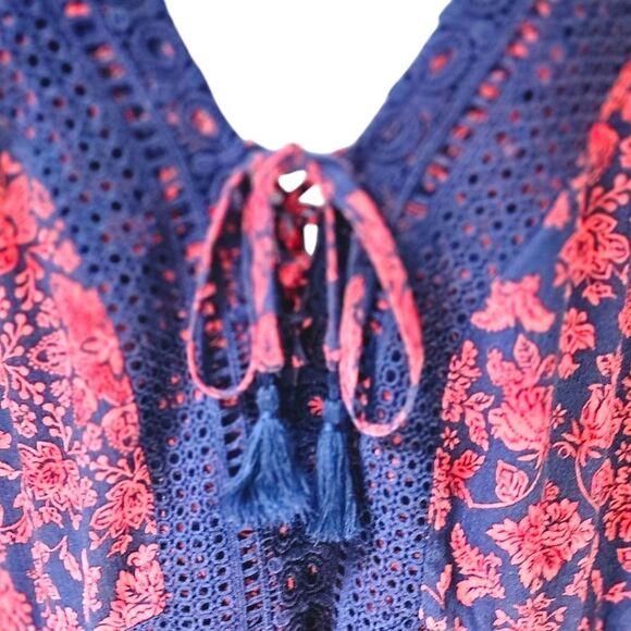 TORRID NEW Babydoll Gauze Crochet Trim Floral Lace-Up Top 4X - Picture 7 of 16